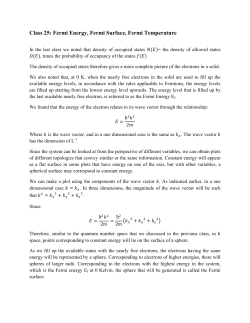 Class 25: Fermi Energy, Fermi Surface, Fermi Temperature