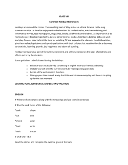 Summer Holiday Homework