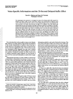 Voice-Specific Information and the 20-Second Delayed