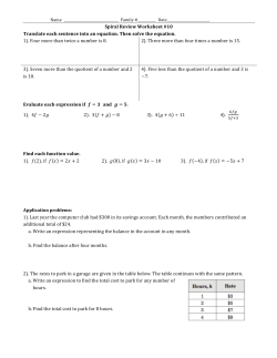 Spiral Review Worksheet #10 Translate each sentence into