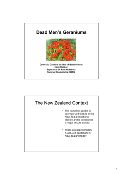 Dead Men`s Geraniums The New Zealand Context