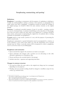 Paraphrasing, summarizing, and quoting1