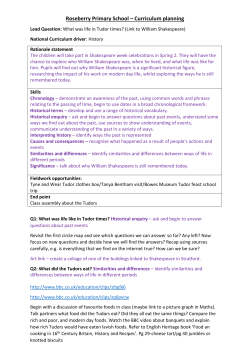 Spring 2 study- What was life like in Tudor times?