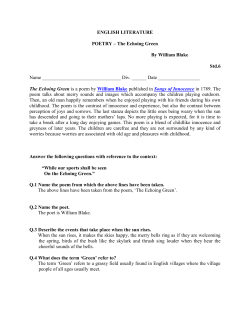 ENGLISH LITERATURE POETRY &ndash; The Echoing Green By William