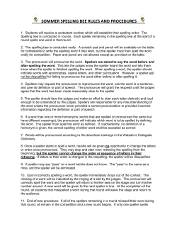 sommer spelling bee rules and procedures