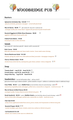 Lunch Menu - Woodbridge Pub