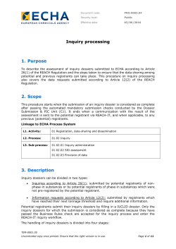 Inquiry processing - ECHA