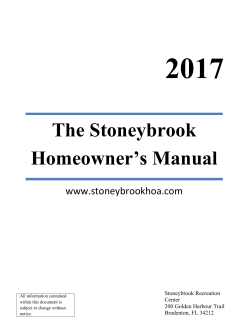 The Stoneybrook Homeowner`s Manual