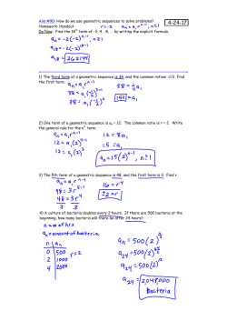 2) One term of a geometric sequence is a4 = 12. The common ratio