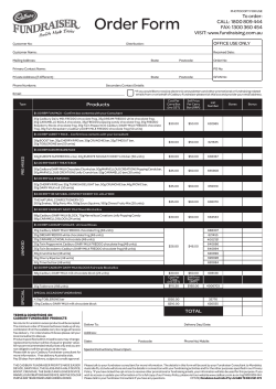 Order Form - Cadbury Fundraising