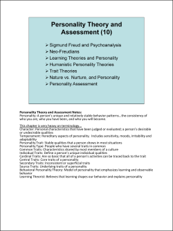Personality Theory and Assessment Notes