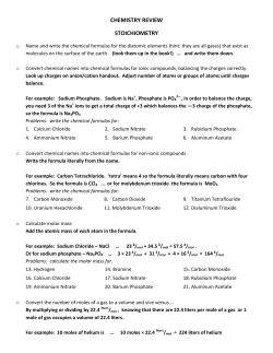 CHEMISTRY REVIEW STOICHIOMETRY
