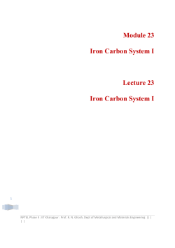 Module 23 Iron Carbon System I Lecture 23 Iron Carbon