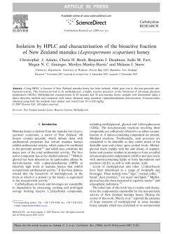 Isolation by HPLC and characterisation of the bioactive fraction of
