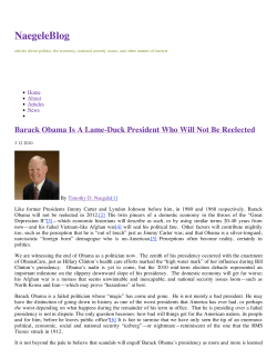 Barack Obama Is A Lame-Duck President Who Will Not Be Reelected
