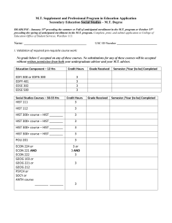 MT Supplement and Professional Program in Education Application