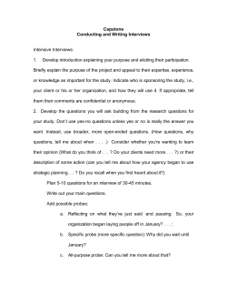 Capstone Conducting and Writing Interviews Intensive Interviews: 1