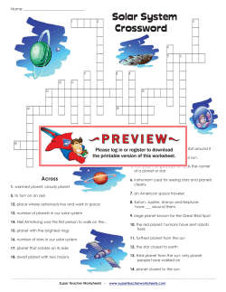 Solar System Crossword - Word Box