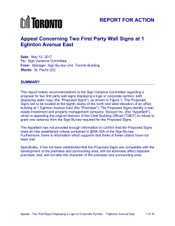 REPORT FOR ACTION Appeal Concerning Two First Party Wall