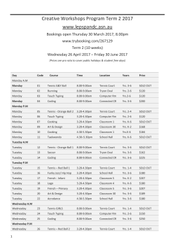 Creative Workshops Program Term 2 2017 www.lepspandc.asn.au