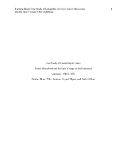 Running Head: Case Study of Leadership in Crisis: Ernest