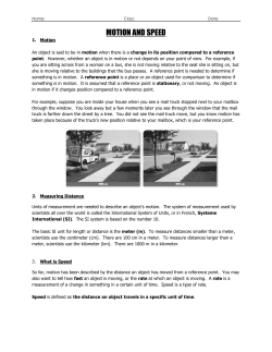 Motion/Speed Info. - Faculty Perry, Oklahoma