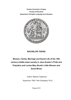 BACHELOR THESIS Women, Family, Marriage and Social Life of
