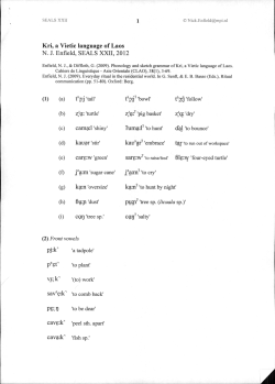 Kri, a Vietic language of Laos N. J. Enfield, SEALS XXII, 2012
