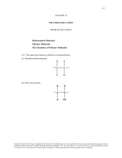 Polymer Molecules The Chemistry of Polymer