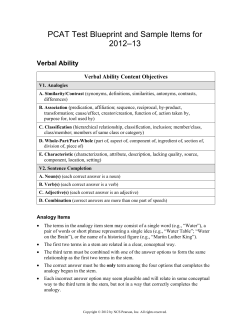 PCAT Test Blueprint and Sample Items for 2012&ndash;13