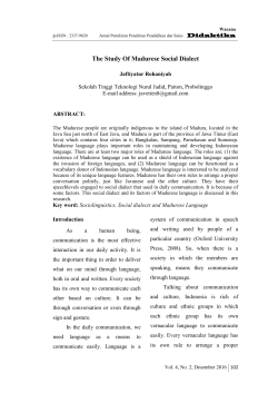 The Study Of Madurese Social Dialect