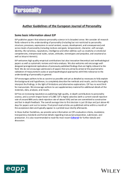 Author Guidelines of the European Journal of Personality