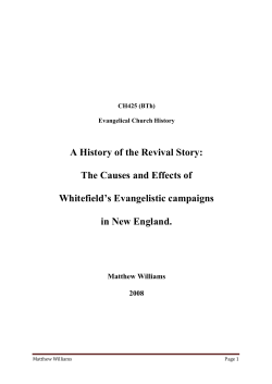 A History of the Revival Story: The Causes and Effects of Whitefield`s