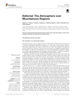 Editorial: The Atmosphere over Mountainous Regions
