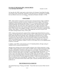 Playing in the Band- OPEC and Oil Prices (10-25-16)