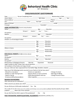 CHILD/ADOLESCENT QUESTIONNAIRE