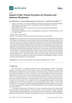 Impact of Bee Venom Enzymes on Diseases and Immune Responses