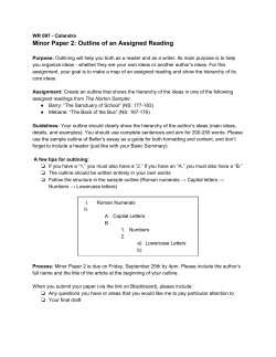 Minor Paper 2: Outline of an Assigned Reading