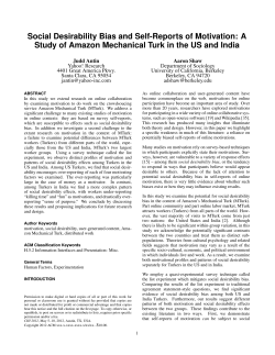Social Desirability Bias and Self-Reports of Motivation: A Study of