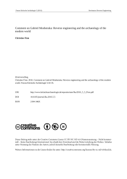 Comment on Gabriel Moshenska: Reverse engineering and the