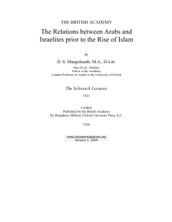 The Relations between Arabs and Israelites prior to the Rise of Islam