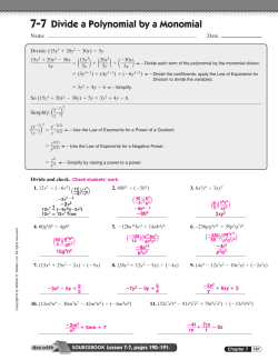 7-7 Divide a Polynomial by a Monomial 5y ) (20y2 5y ) ( 30y