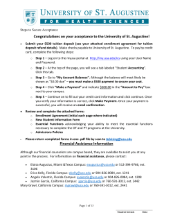 Congratulations on your acceptance to the University of St. Augustine!