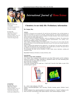 Chemistry in our daily life: Preliminary information