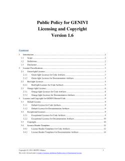 Public Policy for GENIVI Licensing and Copyright Version 1.6