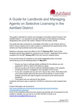 A Guide for Landlords and Managing Agents on Selective Licensing