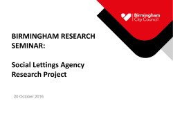 BIRMINGHAM RESEARCH SEMINAR: Social Lettings Agency
