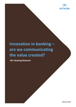Innovation in banking &ndash; are we communicating the value created?