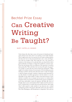 Can Creative Writing Be Taught?