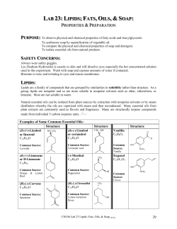 LAB 23: LIPIDS FATS OILS SOAP